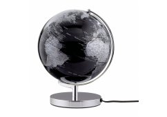 GLOBUS TROIKA LIGHT 25 CM OŚWIETLENIE METALOWA PODSTAWA CZARNO-SREBRNY