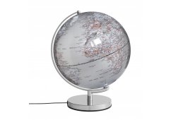 GLOBUS TROIKA PODŚWIETLANY STELLAR LIGHT ŚR.30 CM METALOWA PODSTAWA SREBRNY