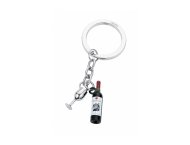 BRELOK TROIKA CZERWONE WINO, 2 CHARMSY, METAL EMALIOWANY