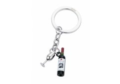 BRELOK TROIKA CZERWONE WINO, 2 CHARMSY, METAL EMALIOWANY