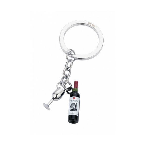 BRELOK TROIKA CZERWONE WINO, 2 CHARMSY, METAL EMALIOWANY