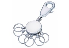 BRELOK TROIKA PATENT, KARABIŃCZYK, 6 KLUCZY, SREBRNY MAT 