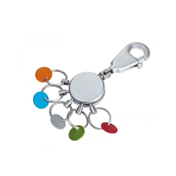 BRELOK TROIKA PATENT COLOUR, KARABIŃCZYK, 5 KLUCZY, KOLOROWE ZNACZNIKI, MAT 