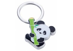 BRELOK TROIKA PANDA WCINAJĄCA BAMBUS, EMALIOWANY METAL 