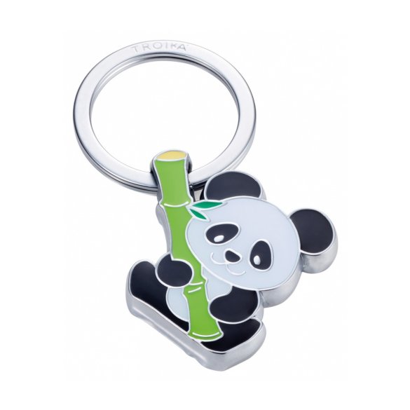BRELOK TROIKA PANDA WCINAJĄCA BAMBUS, EMALIOWANY METAL 