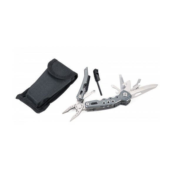 WIELOFUNKCYJNY BRELOK TROIKA FIRE TOOL, 14 FUNKCJI, SZARY 