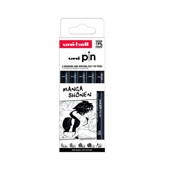 ZESTAW CIENKOPISÓW KREŚLARSKICH UNI PIN 200 MANGA SHONEN, 0,05 - 1,2 mm, 5 szt. 