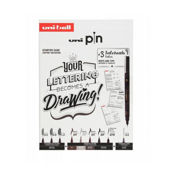 ZESTAW STARTOWY UNI PIN LETTERING 9 SZT. + 3 TUTORIALE