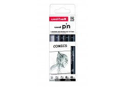 ZESTAW CIENKOPISÓW KREŚLARSKICH UNI PIN 200 COMICS 0,7 - 1 mm, PĘDZĘLKI 5 szt. 