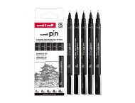 ZESTAW CIENKOPISÓW KREŚLARSKICH UNI PIN 200 0,1 - 0,9 mm, 5 szt.