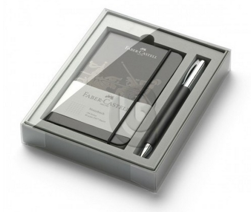 FABER-CASTELL ZESTAW UPOMINKOWY: DŁUGOPIS AMBITION RESIN BLACK + NOTES