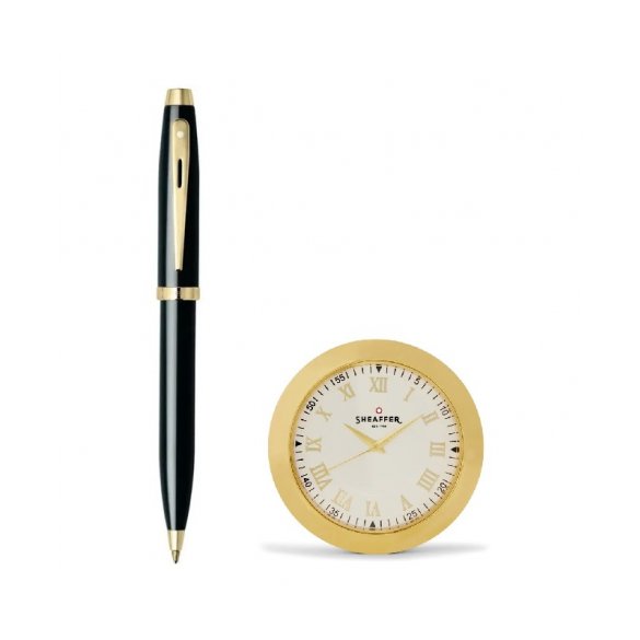 ZESTAW SHEAFFER DŁUGOPIS 100 CZARNY GT Z ZEGARKIEM