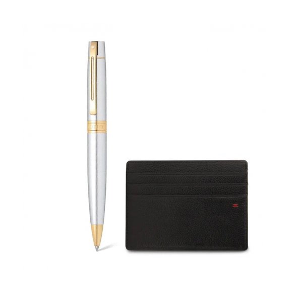 ZESTAW SHEAFFER DŁUGOPIS 300 CHROM GT Z ETUI NA KARTY