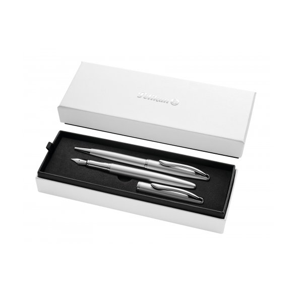 ZESTAW PELIKAN JAZZ NOBLE ELEGANCE PIÓRO I DŁUGOPIS SREBRNY