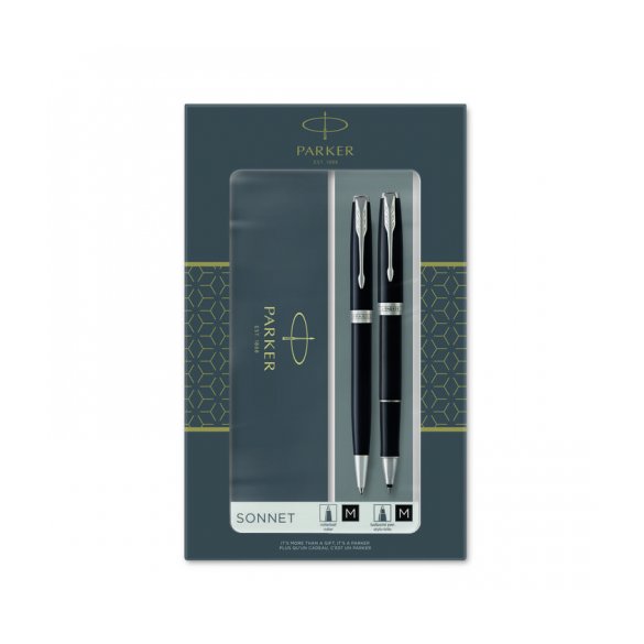 ZESTAW ROLLER I DŁUGOPIS PARKER SONNET BLACK CT