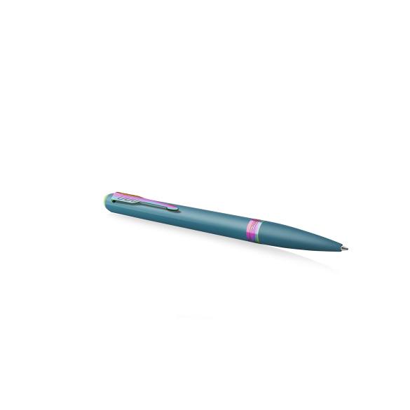 Długopis Parker Meridian Teal RBT, turkusowy z tęczowymi wykończeniami