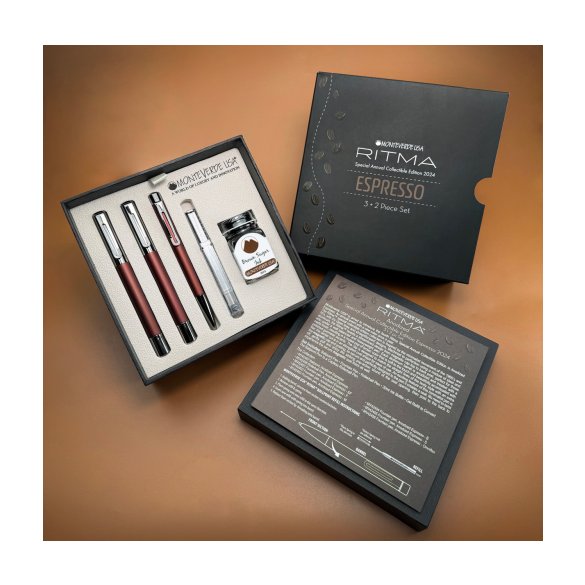 ZESTAW MONTEVERDE ESPRESSO PIÓRO WIECZNE, ROLLER I DŁUGOPIS W PUDEŁKU 