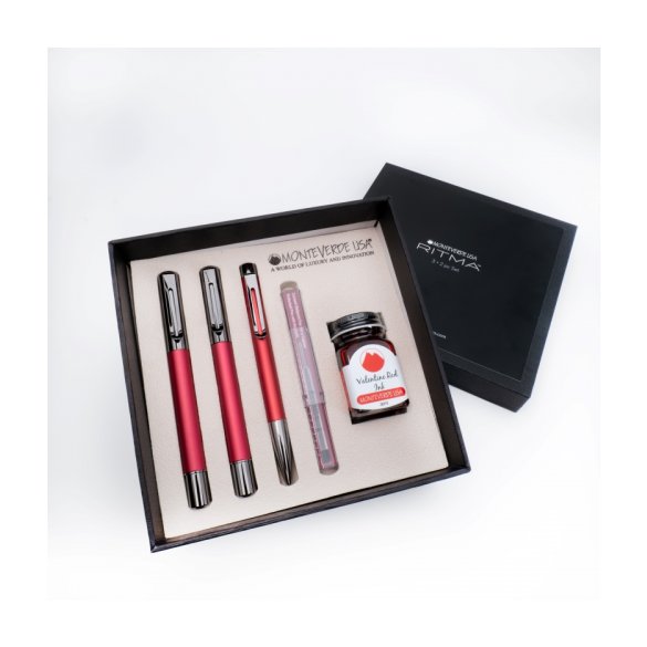 ZESTAW MONTEVERDE RITMA RED PIÓRO WIECZNE, ROLLER I DŁUGOPIS W PUDEŁKU 