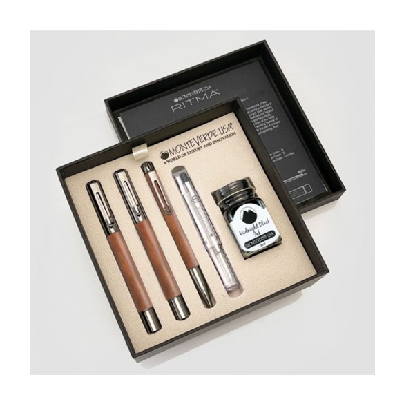 ZESTAW MONTEVERDE WALNUT PIÓRO WIECZNE, ROLLER I DŁUGOPIS W PUDEŁKU 