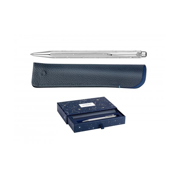 ZESTAW CARAN D'ACHE ECRIDOR DŁUGOPIS PLUS SKÓRZANE ETUI COSMIC BLUE EDYCJA LIMITOWANA